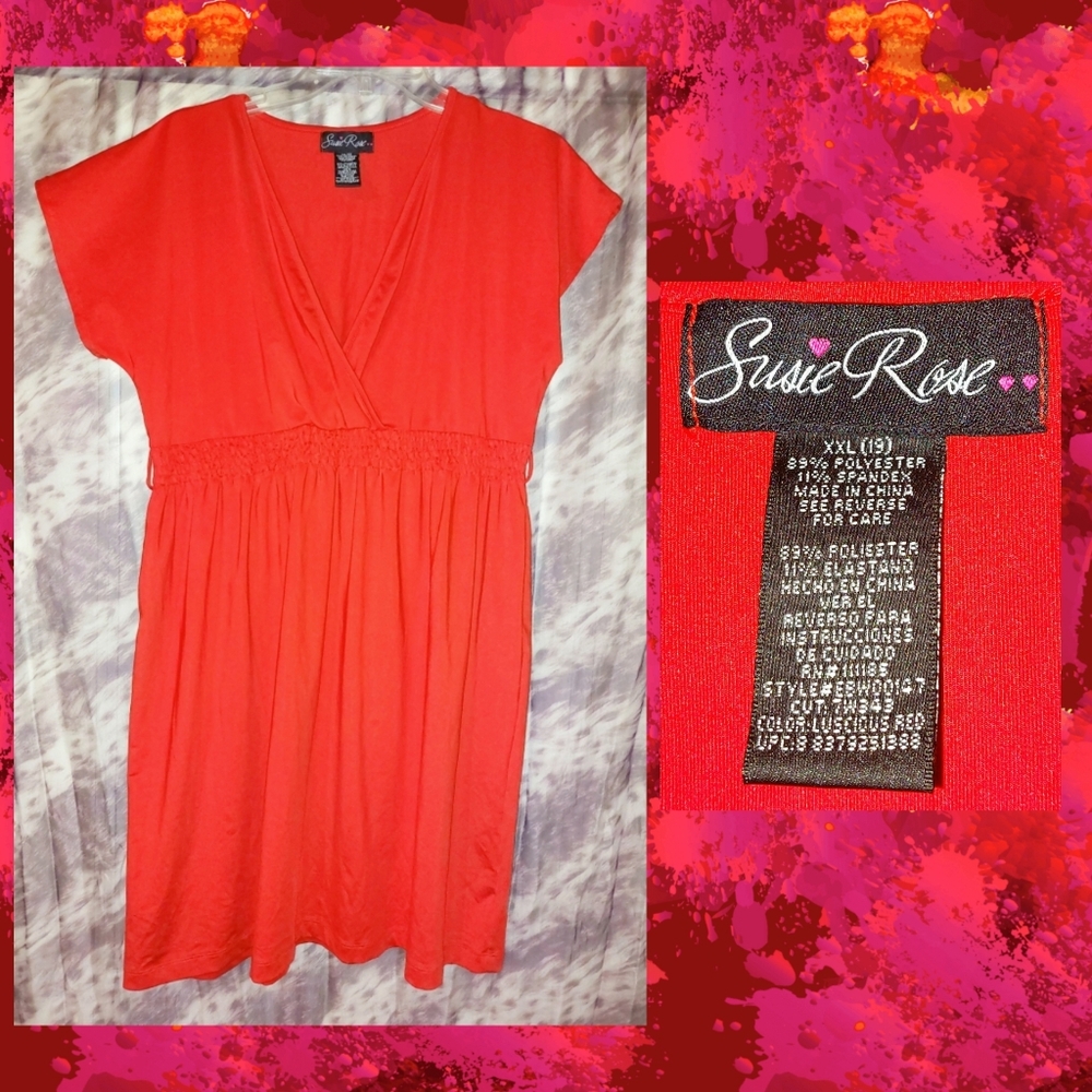 Susie Rose brand Red Soft Knit Mini Dress Jrs Plus Sz XXL(19)